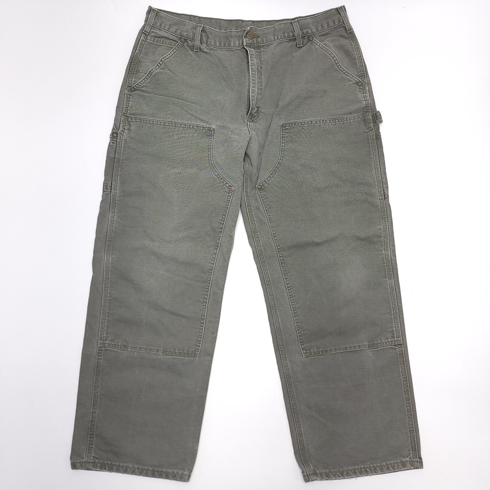 Vintage Carhartt B136 MOS Double Knee‎ Carpenter Pants 38x30 Moss Green Y2K USA